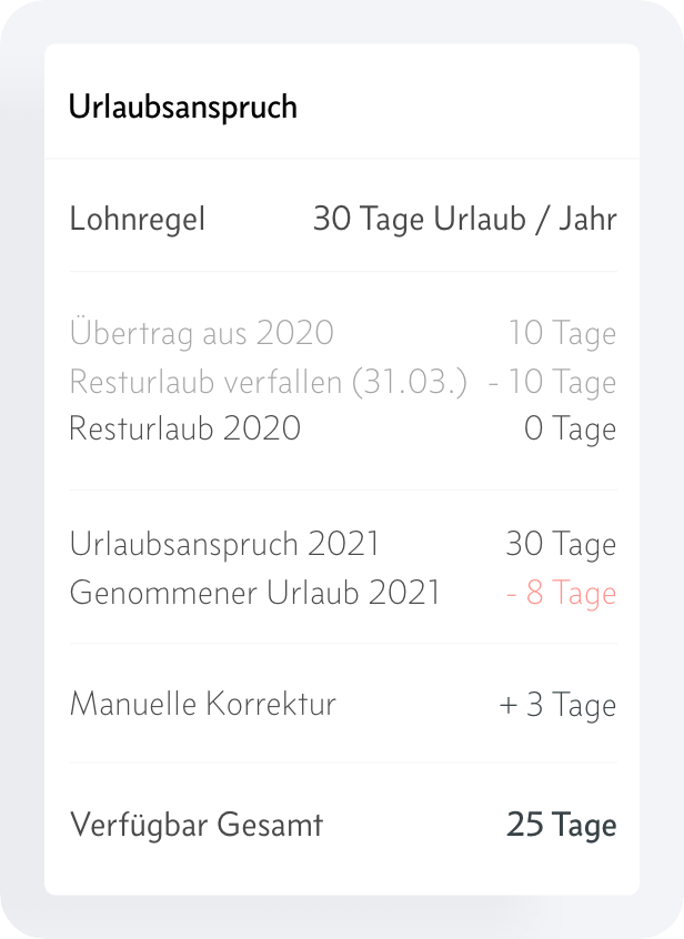 Automatische Berechnung der Urlaubstage