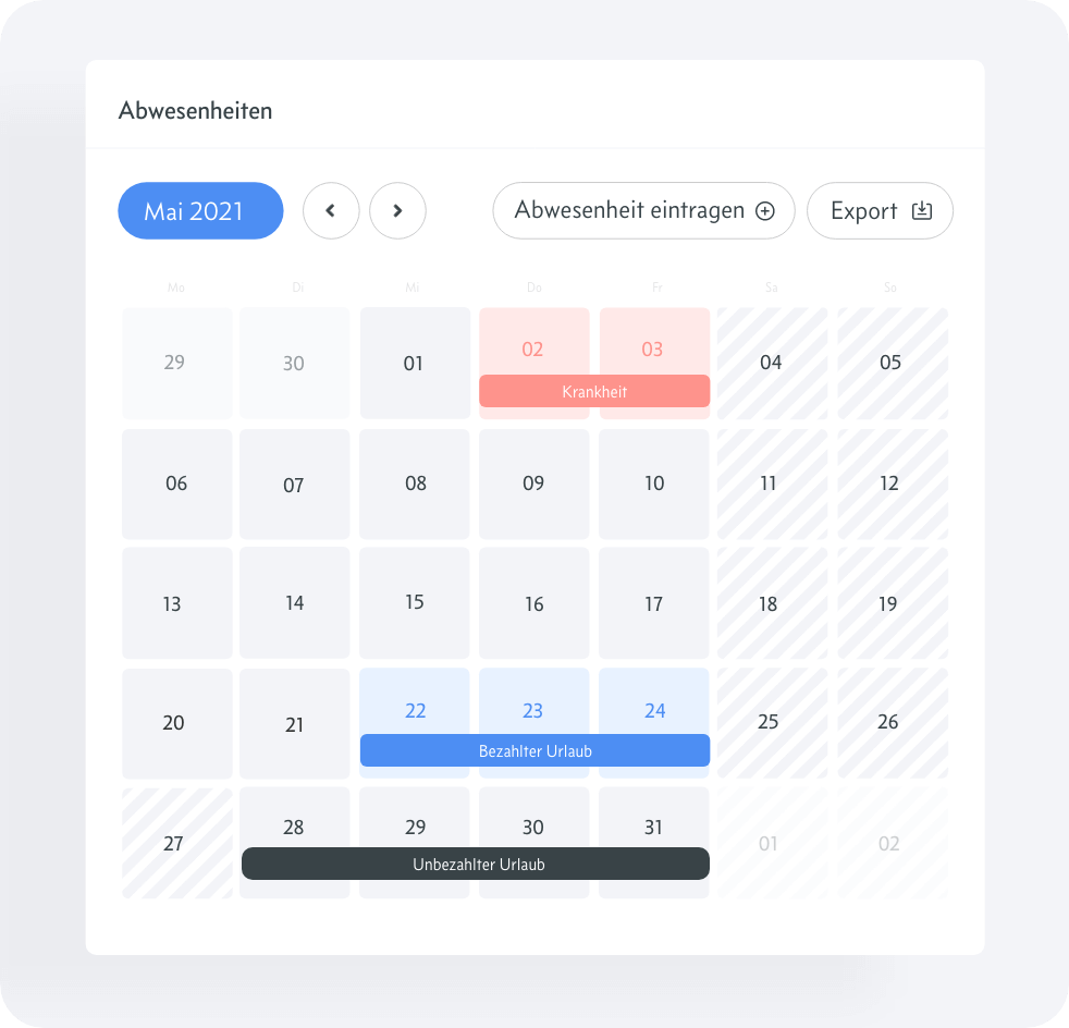 Abwesenheitskalender - Urlaubsplaner