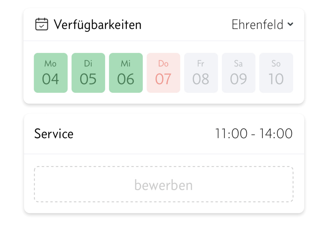 Verfügbarkeiten, Abwesenheiten & Bewerbungen deiner Mitarbeitenden