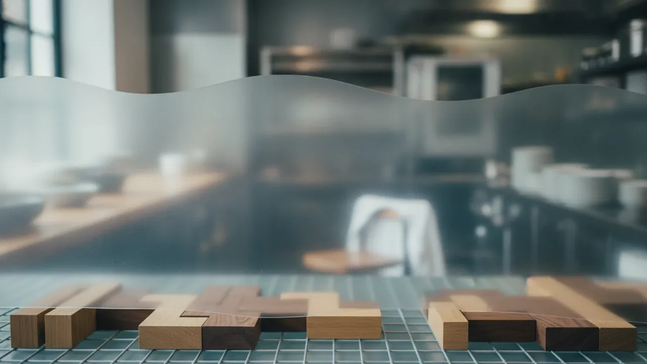 Küchenteam mit Schutzkleidung an der Arbeitsplatte in einer Gastronomieküche