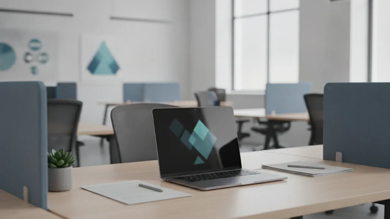 Open office with manager reviewing a productivity dashboard on a laptop; employee monitoring software guide