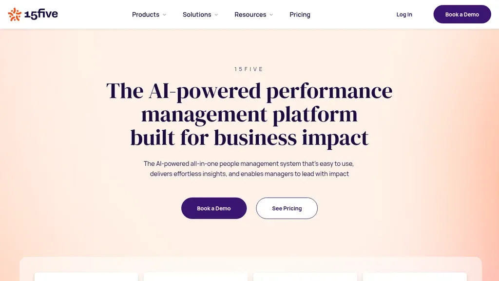 15Five continuous feedback and performance software homepage (screenshot September 2026)