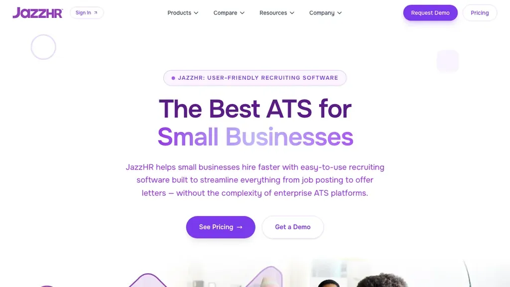 JazzHR applicant tracking software homepage (screenshot July 2026)