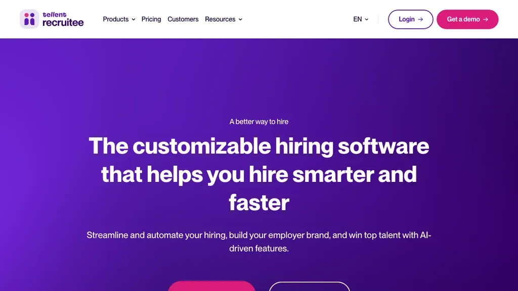 Recruitee applicant tracking system homepage (screenshot July 2026)