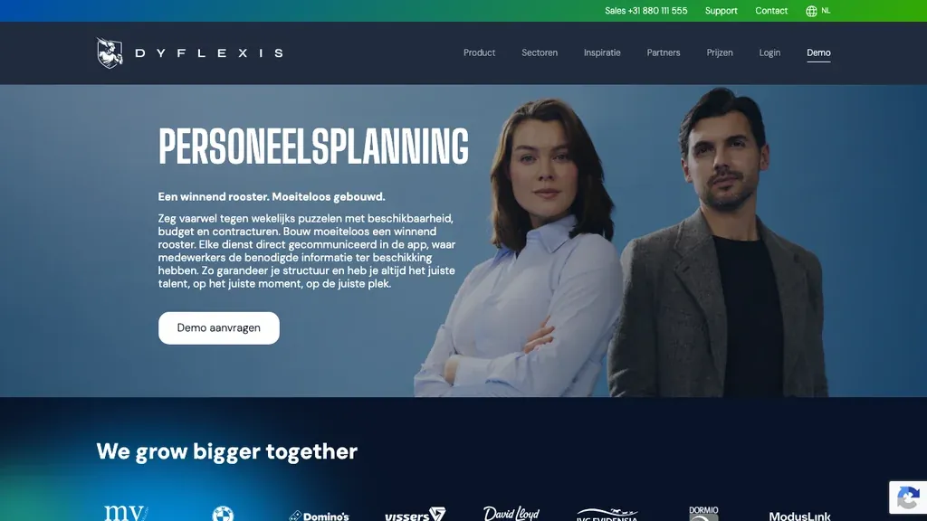 Dyflexis workforce management en capaciteitsplanning homepage (screenshot september 2026)