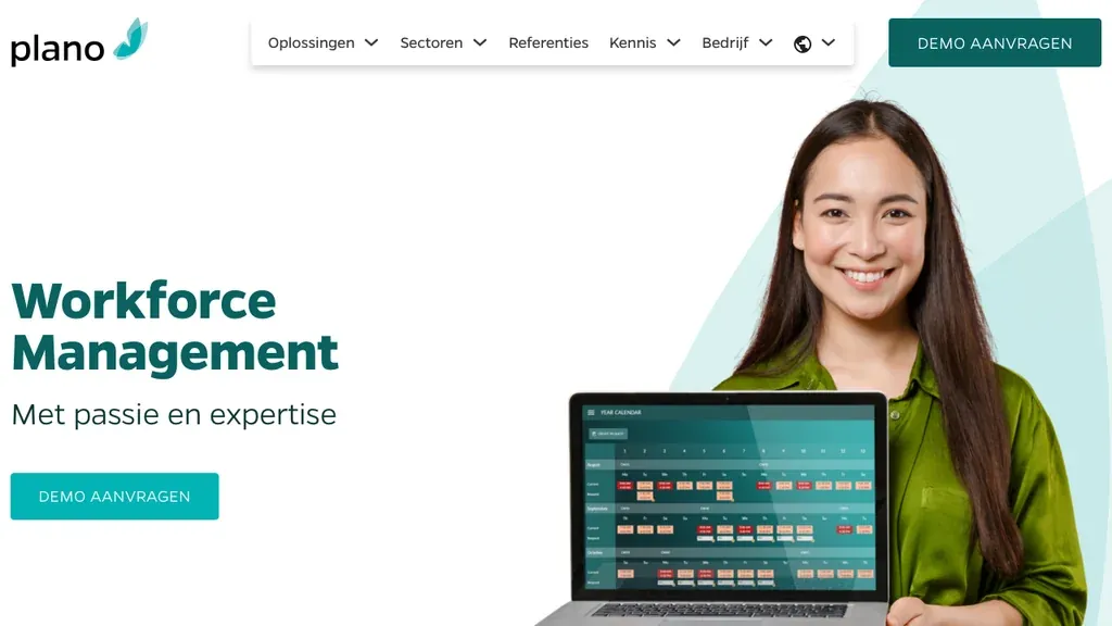 Plano-WFM capaciteitsplanning software homepage (screenshot september 2026)