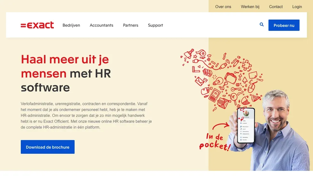 Exact Officient HR documentbeheer software homepage (screenshot september 2026)