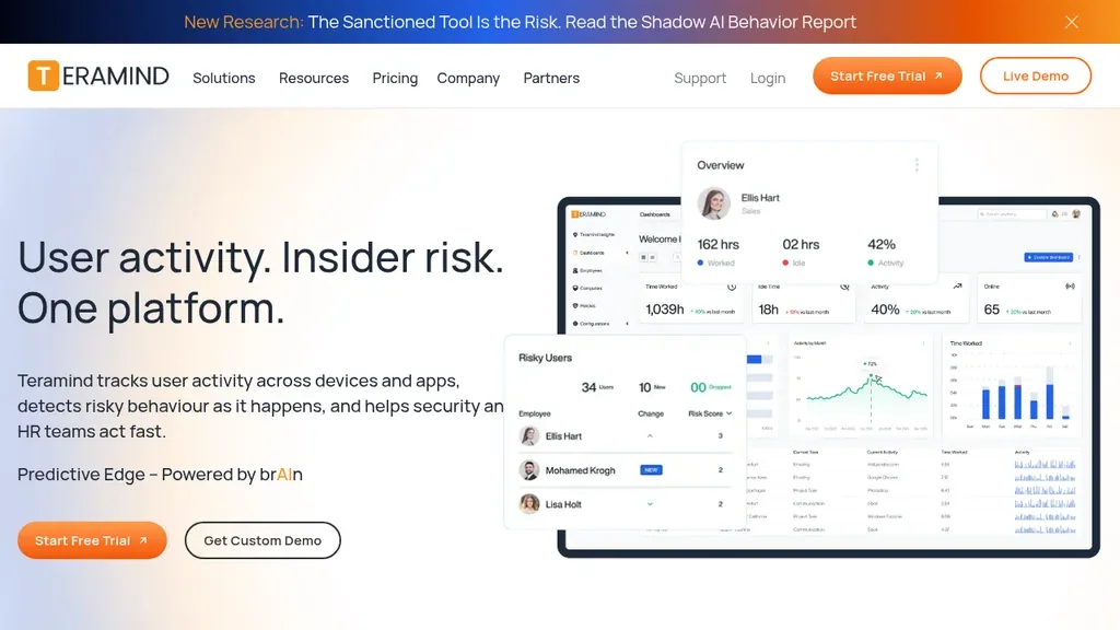Teramind employee monitoring homepage (screenshot September 2026)