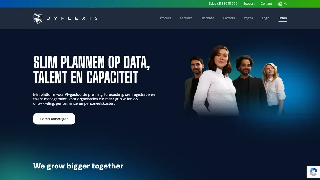 Dyflexis workforce management software homepage (screenshot september 2026)