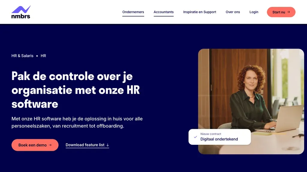 Nmbrs HR software en salarisadministratie homepage (screenshot september 2026)