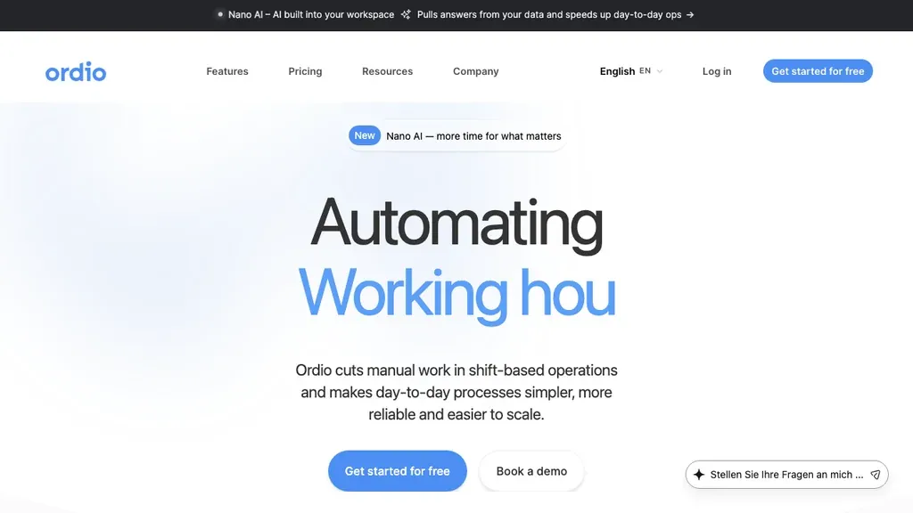 Ordio HR software homepage (screenshot July 2026)