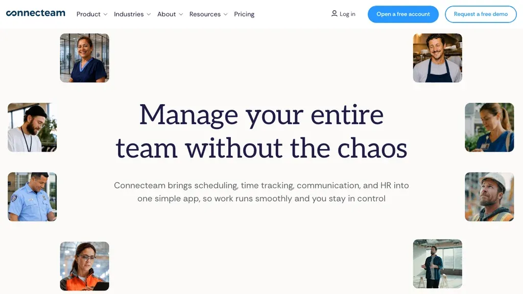 Connecteam deskless HRIS and operations homepage (screenshot September 2026)