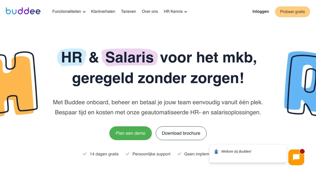 Buddee HRM software homepage (screenshot september 2026)