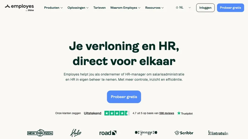 Employes HRM en salarisadministratie homepage (screenshot september 2026)