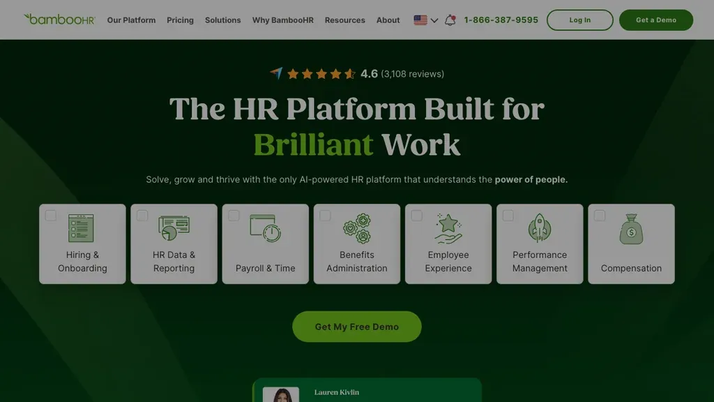 BambooHR employee offboarding software homepage (screenshot July 2026)