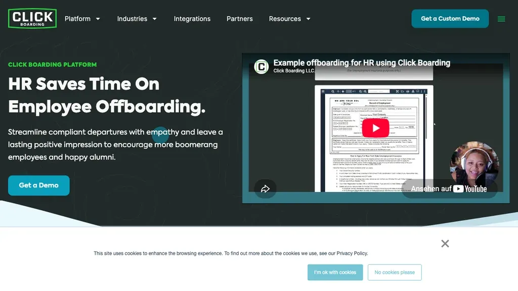 Click Boarding dedicated employee offboarding platform (screenshot July 2026)
