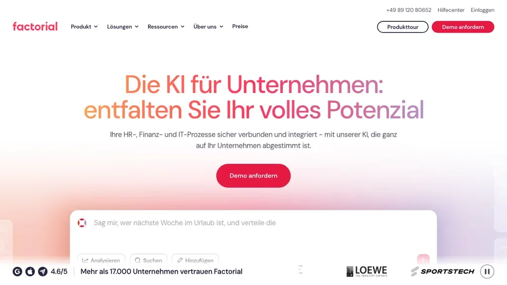 Factorial Onboarding-Software: HR-Suite Startseite (Screenshot Oktober 2026)