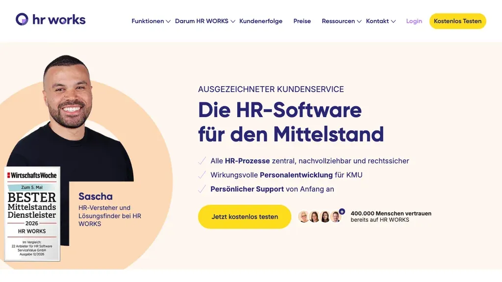 HRworks Onboarding-Software: Personalverwaltung Startseite (Screenshot Oktober 2026)