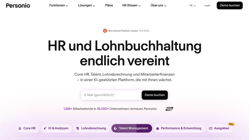 Personio Onboarding-Software: HR-Suite Startseite (Screenshot Oktober 2026)