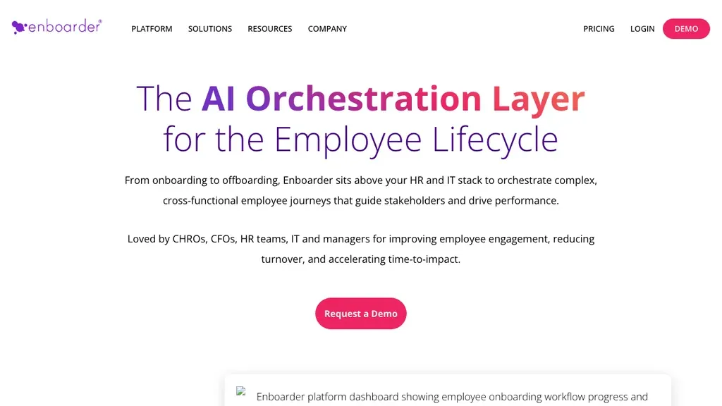 Enboarder employee onboarding experience platform homepage (screenshot September 2026)