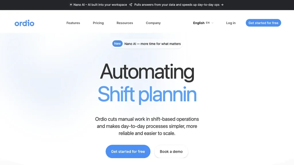 Ordio onboarding and workforce software homepage (screenshot July 2026)