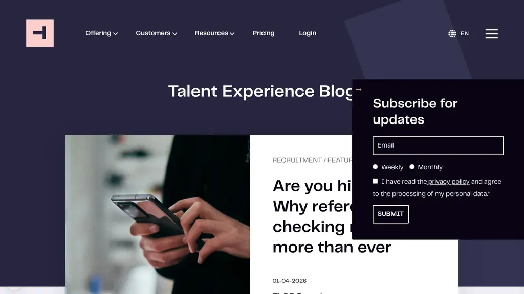 Talmundo gespecialiseerde onboarding experience homepage (screenshot september 2026)