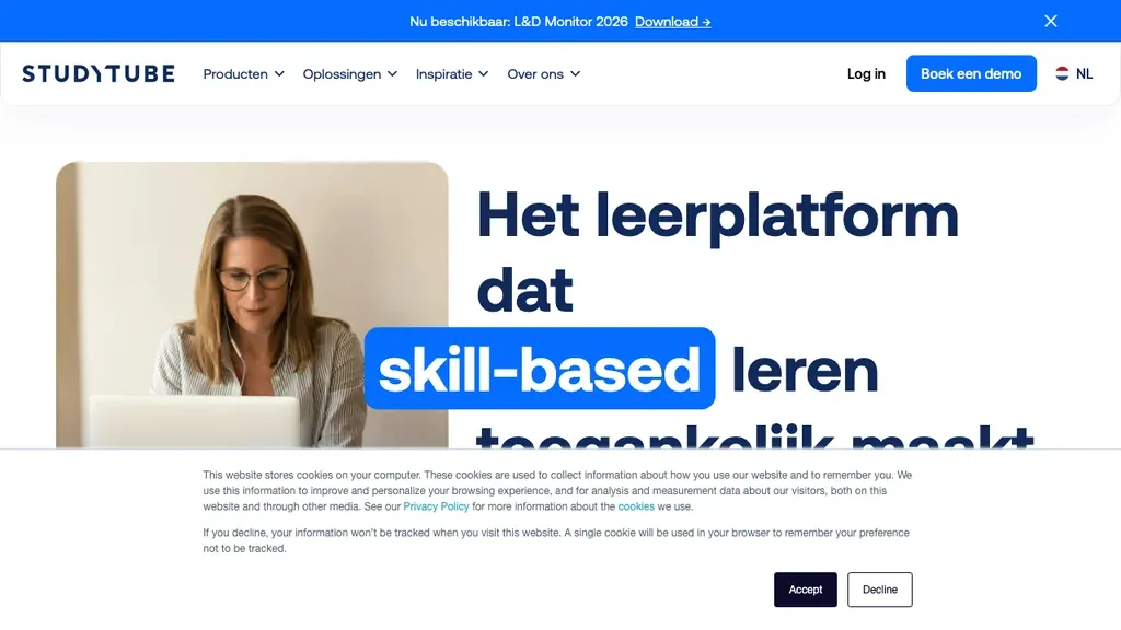 StudyTube LMS opleidingsmanagement software homepage (screenshot juli 2026)