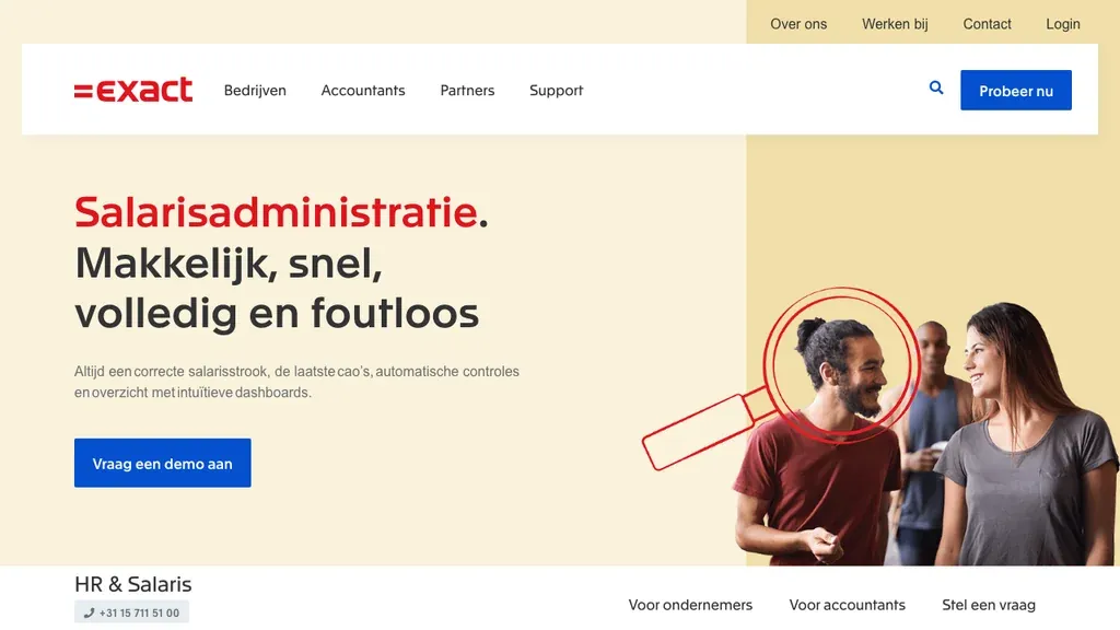 Exact Online salarisadministratie homepage (screenshot september 2026)