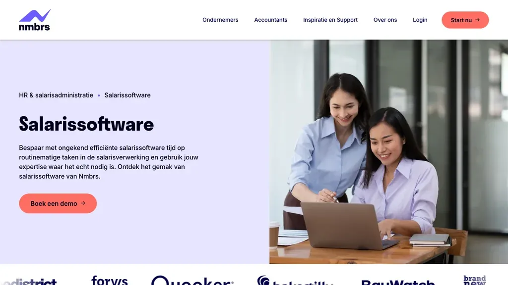 Nmbrs salarissoftware en loonadministratie homepage (screenshot september 2026)