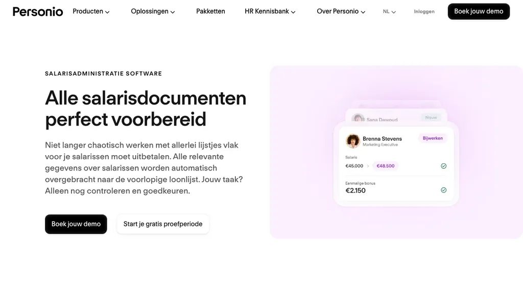 Personio salarisadministratie homepage (screenshot september 2026)