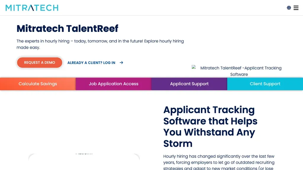 TalentReef hourly talent and development homepage (screenshot July 2026)