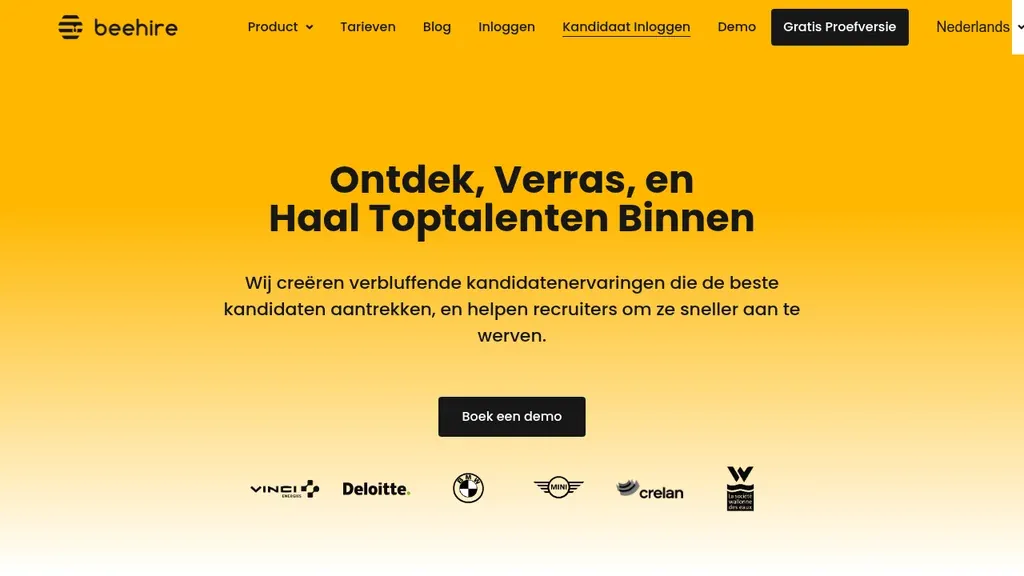 Beehire recruitment software homepage (screenshot september 2026)