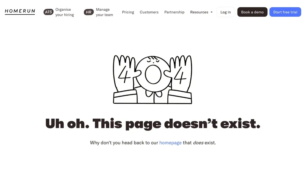 Homerun recruitment software en career site homepage (screenshot september 2026)
