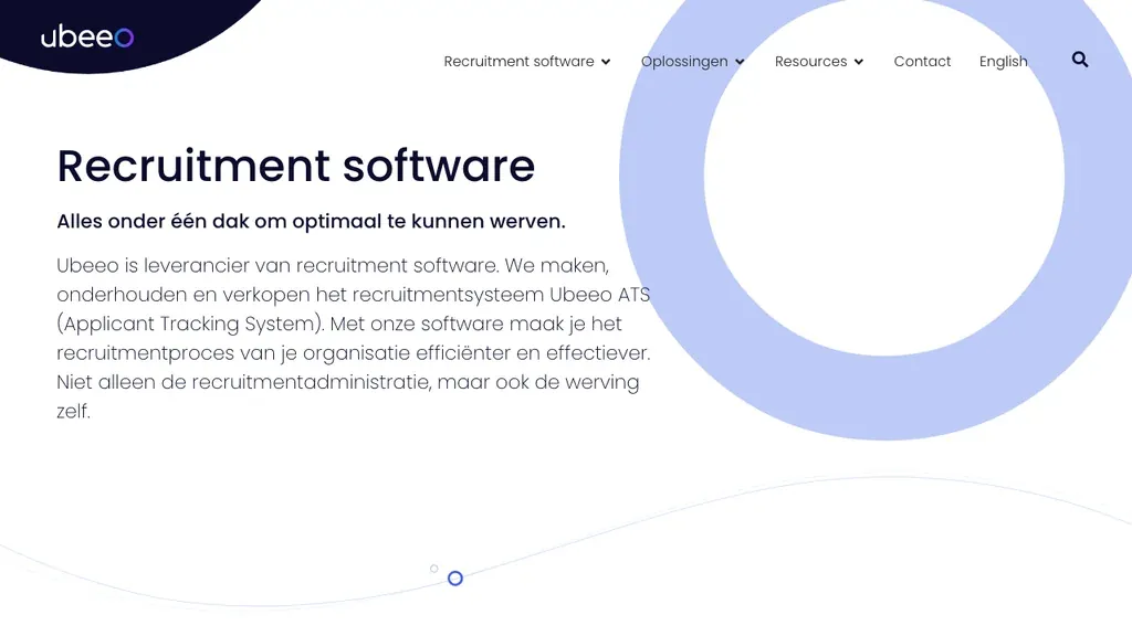 Ubeeo ATS recruitment software homepage (screenshot september 2026)