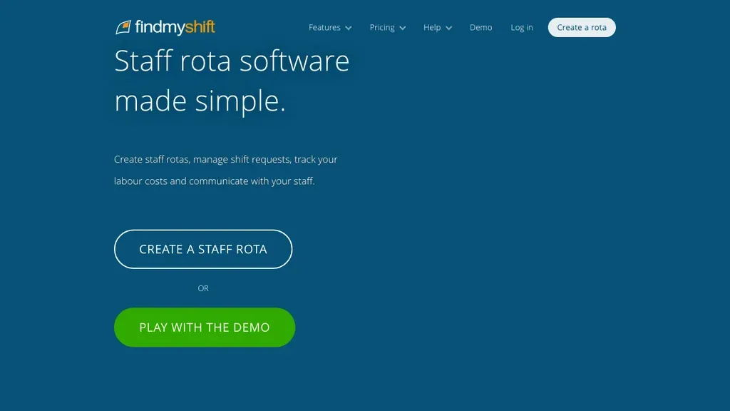 Findmyshift staff rota homepage (screenshot October 2026)