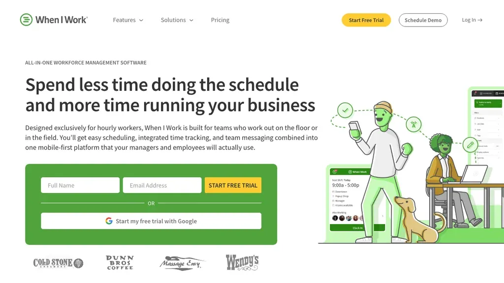 When I Work scheduling homepage (screenshot October 2026)