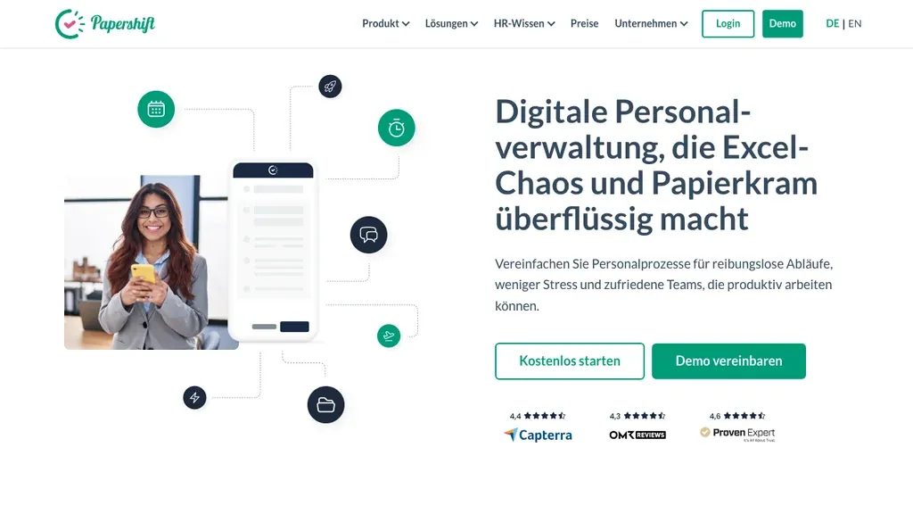 Papershift Dienstplan: Produktstartseite (Screenshot Oktober 2026)