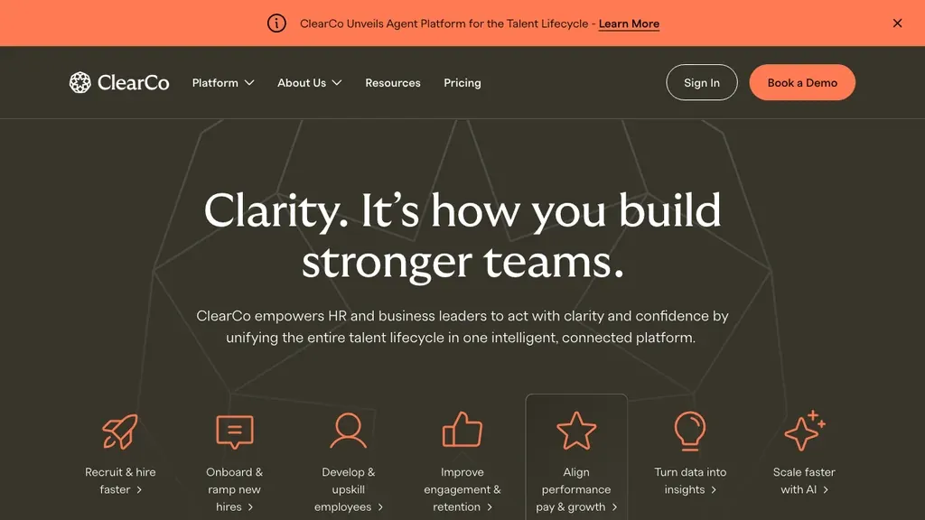 ClearCompany talent management lifecycle platform homepage (screenshot July 2026)