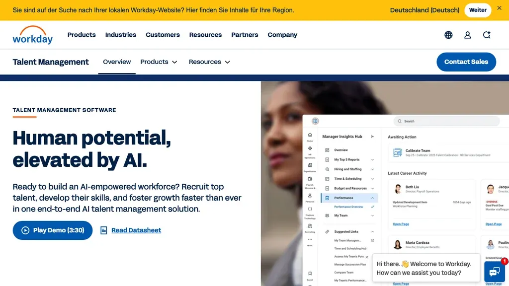 Workday enterprise talent management module homepage (screenshot July 2026)