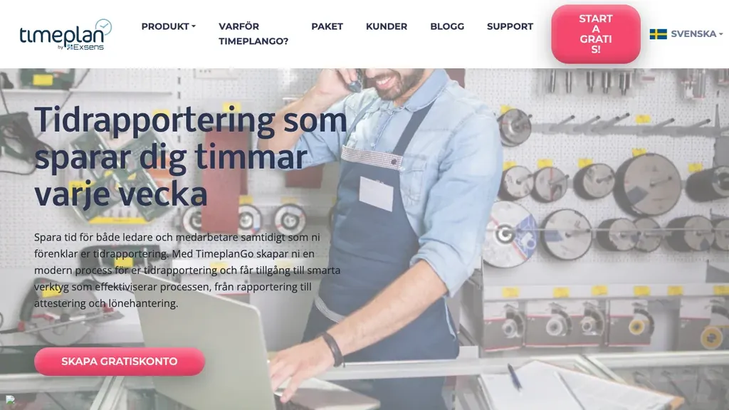 TimeplanGo tidrapportering med app och terminal (screenshot september 2026)