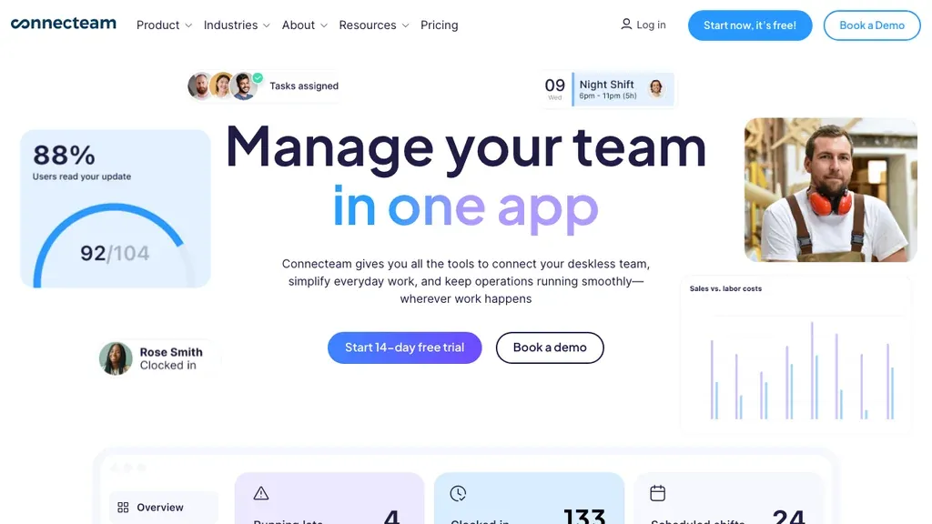 Connecteam frontline employee app homepage (screenshot July 2026)