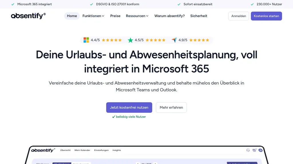 absentify Urlaubsplaner: Microsoft-Teams-Integration (Screenshot Oktober 2026)