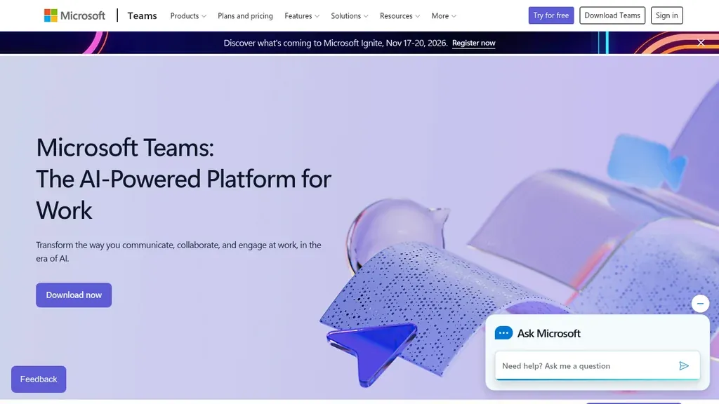 Microsoft Teams chat and meetings for hybrid work (screenshot September 2026)