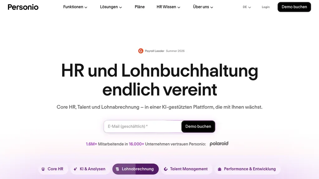 Personio Zeiterfassung: HR-Suite Startseite (Screenshot September 2026)