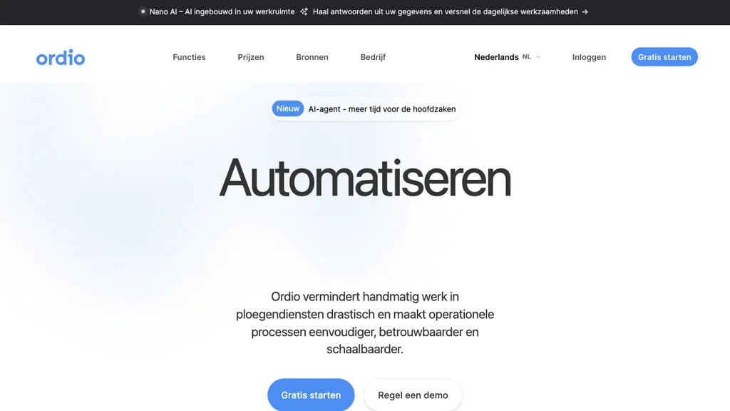 Ordio automatisering software voor HR met ploegenplanning en tijdregistratie (screenshot juli 2026)