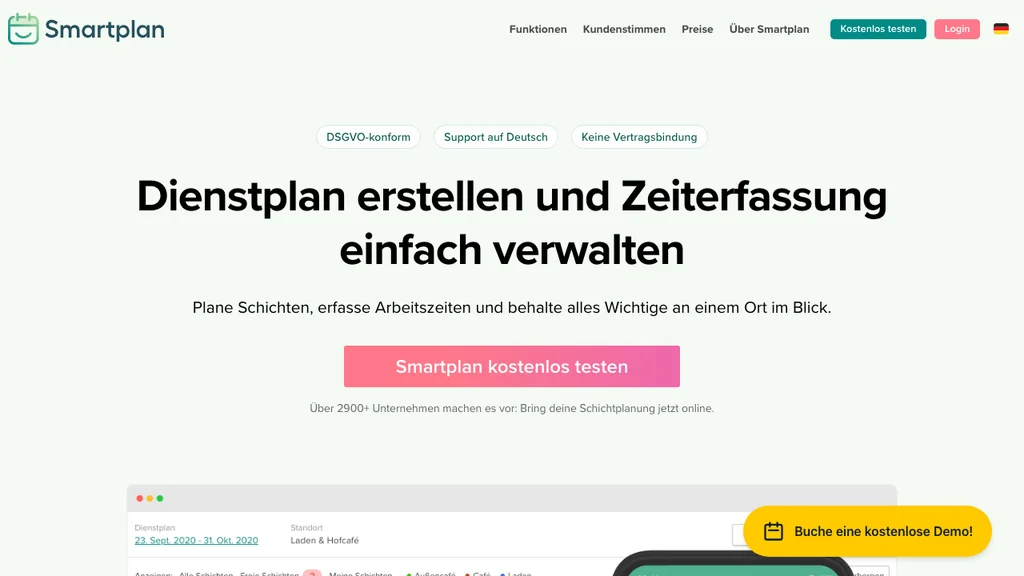 Smartplan Dienstplan-App: Startseite (Screenshot Juni 2026)