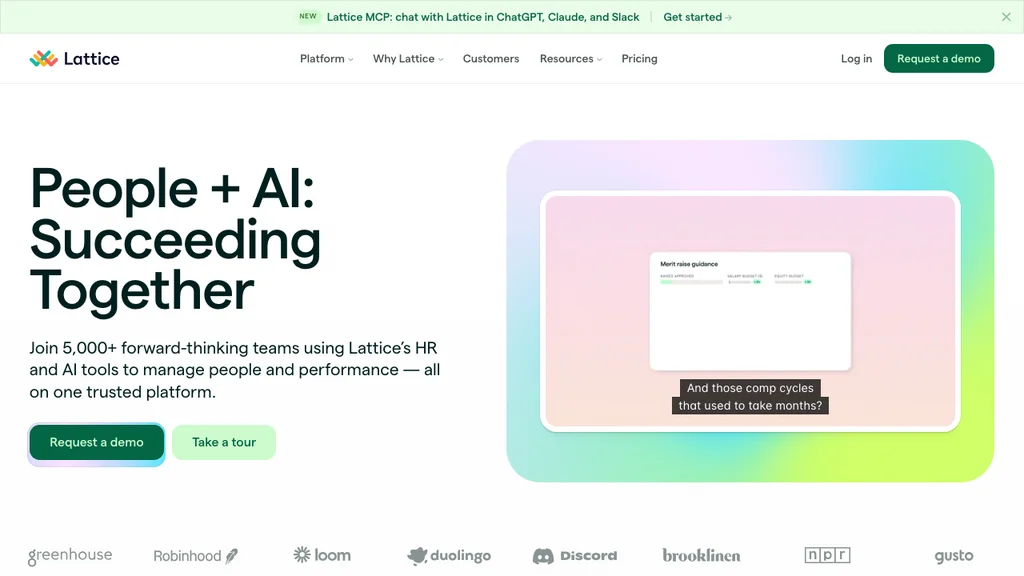 Lattice performance and people analytics software homepage (screenshot July 2026)