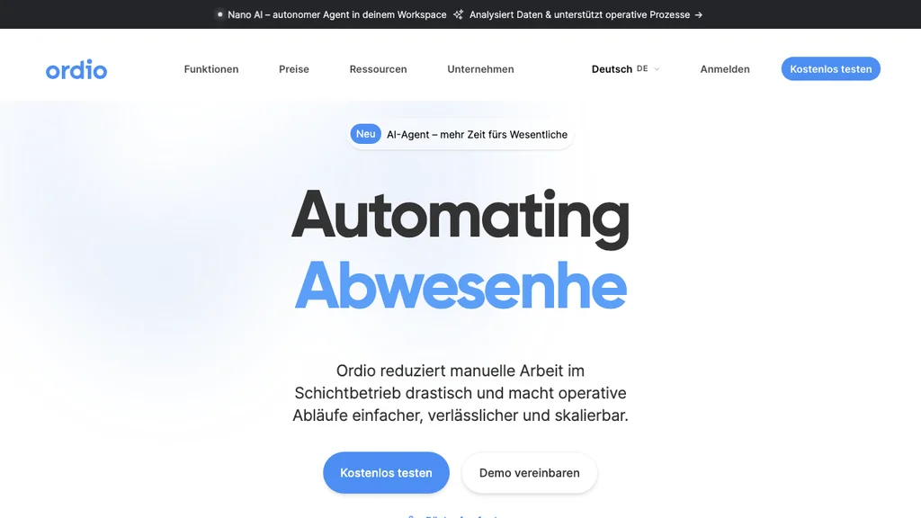 Ordio HR-Software: Startseite mit Schichtplanung und Zeiterfassung (Screenshot Juni 2026)