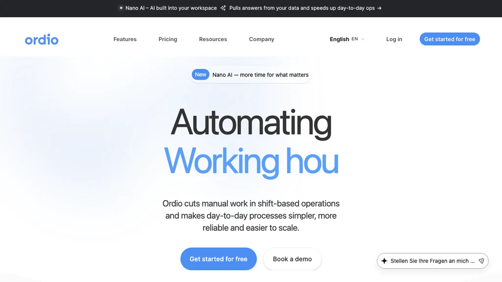 Ordio HR software homepage (screenshot July 2026)