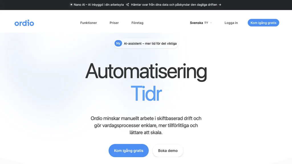 Ordio HR-system startsida (skärmdump juli 2026)